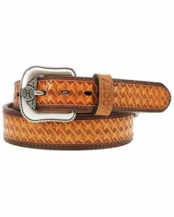 Hooey Men's Tan Basketweave Embossed Leather Belt