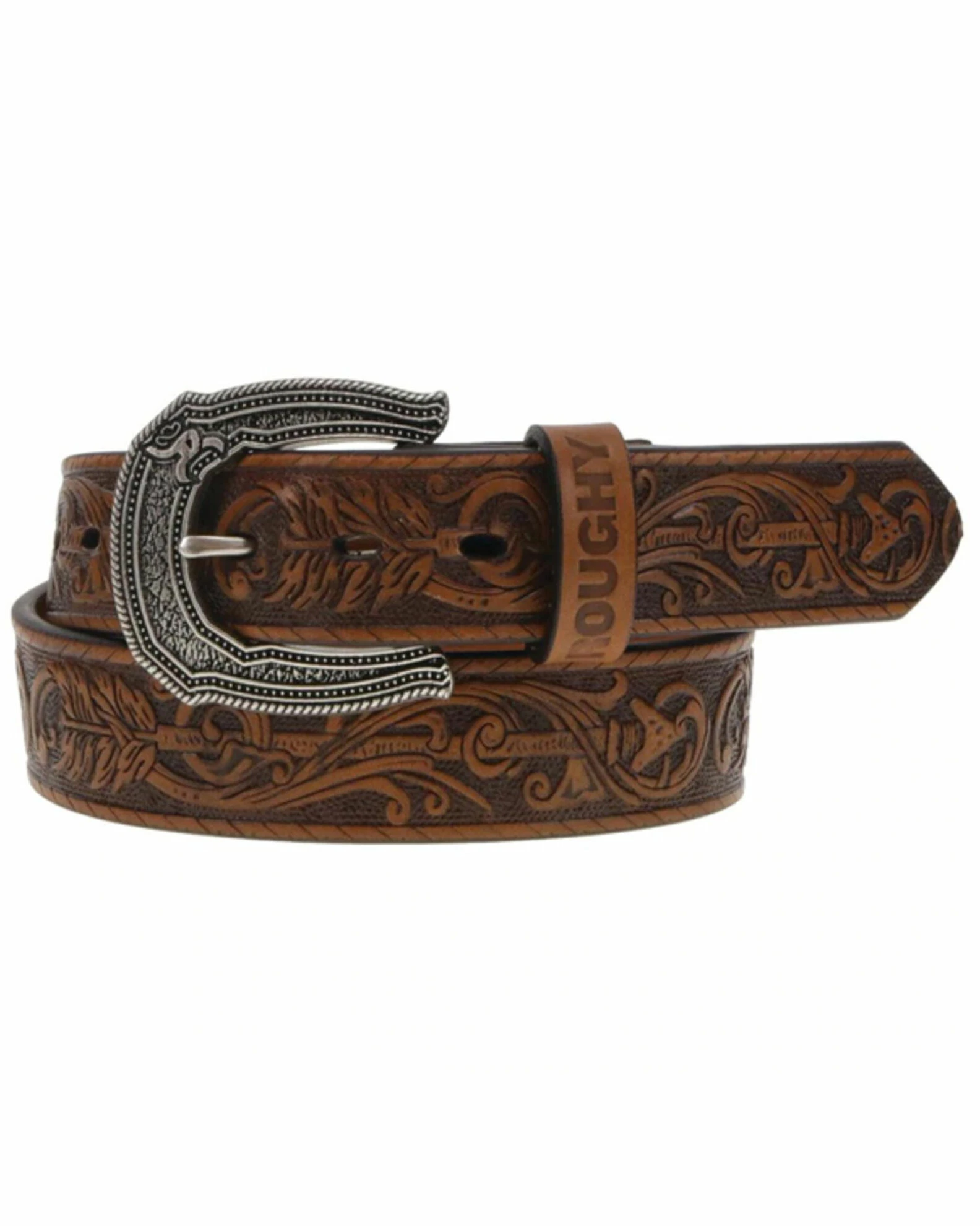 Hooey Men's Brown Roughy Arrow & Filigree Embossed Belt 3 Hooey Men's Brown Roughy Arrow & Filigree Embossed Belt